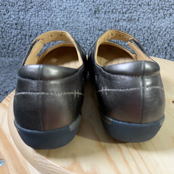 Clarks Unstructured Mary Jane Flats Women Size 9 Wide Leather Bronze Casual Shoe - Picture 4 of 8